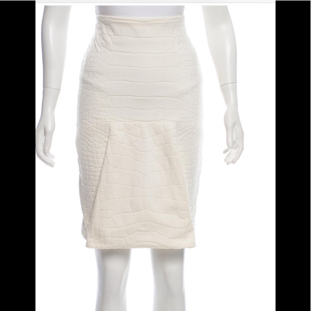SALLY LAPOINTE embossed pencil skirt ivory Size 2